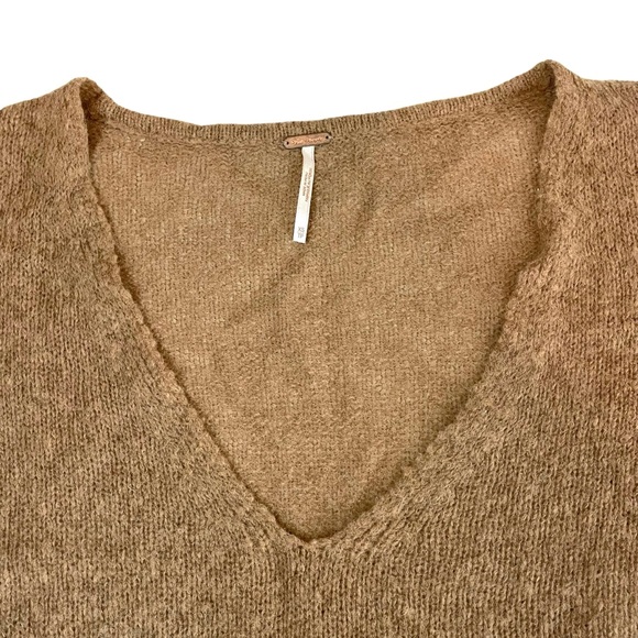 Free People Brown Alpaca Wool Blend V-Neck Sweater - Picture 4 of 11